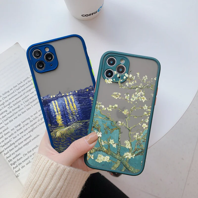 Arte Van Gogh pintura a óleo casos de telefone, capas à prova de choque macio, iphone 7, 8, 16, 15, 14, 11, 12, 13 Pro Max, Mini, X, XR, XS, Max