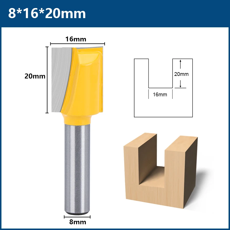 HAMPTON Fräser, 8 mm Schaft, bündiger Fräser, 8/9,5/12/16 mm Durchmesser, 2 Nuten, gerader Fräser für Holzbearbeitungswerkzeug – Detail 6