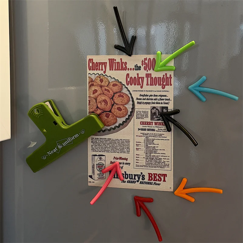 6pcs/pack Creative Candy-colored Arrow Magnetic Fridge Magnets Pegboard Decorative Stickers 3D Magnet Fridge Decor