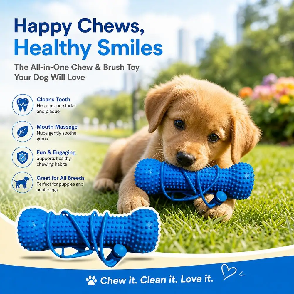 10/15cm Dual-Action Hundezahn-Mundstütze, Haustier-Zahnspielzeug zum Kauen, Zähneputzen und Bissstab für die Mundpflege von Hunden – Detail 4