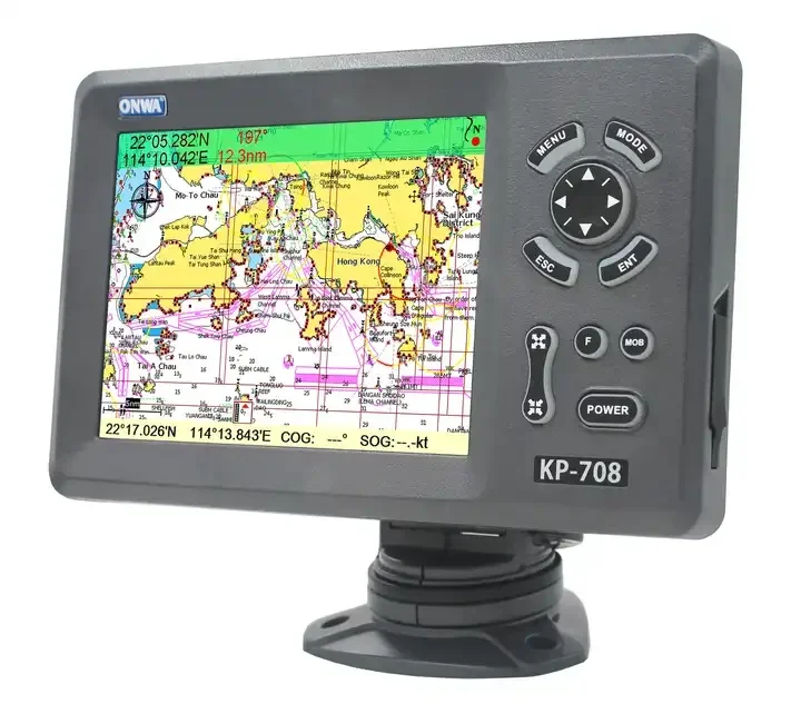 

ONWA KP-708 7in Marine GPS Navigator Navigation Chart Plotter with Colorful LCD External GPS Antenna Transponder Combo Navigator