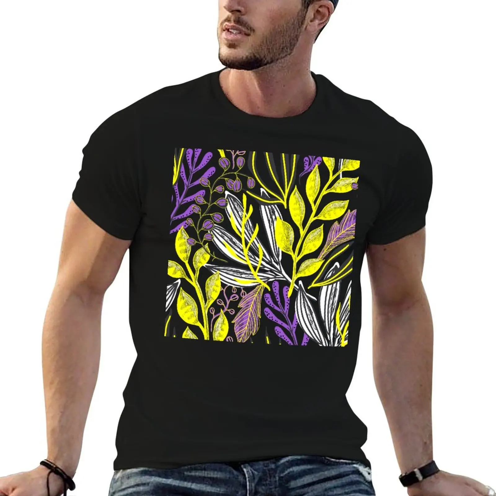 

Background men t 100% Plants shirts Pride men man Non-binary. for cotton T-Shirt t shirt Nonbinary