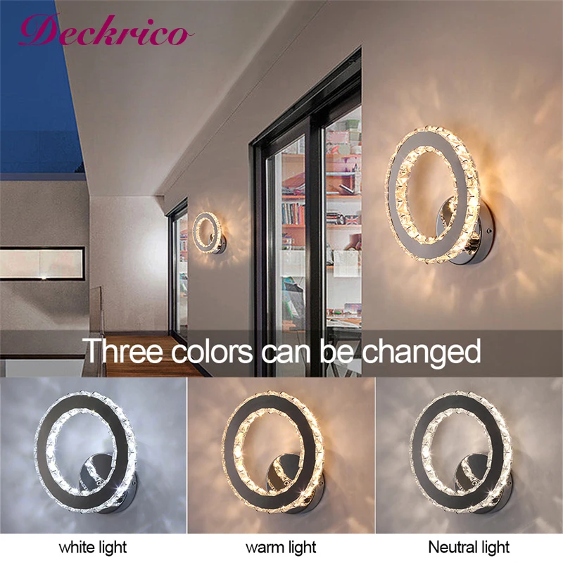 

Modern Wall Sconce Lustres Corridor Cloakroom K9 Crystal Wall Lamp 3 Lighting Changeable Backwall Light Sleeping Luminaire Decor