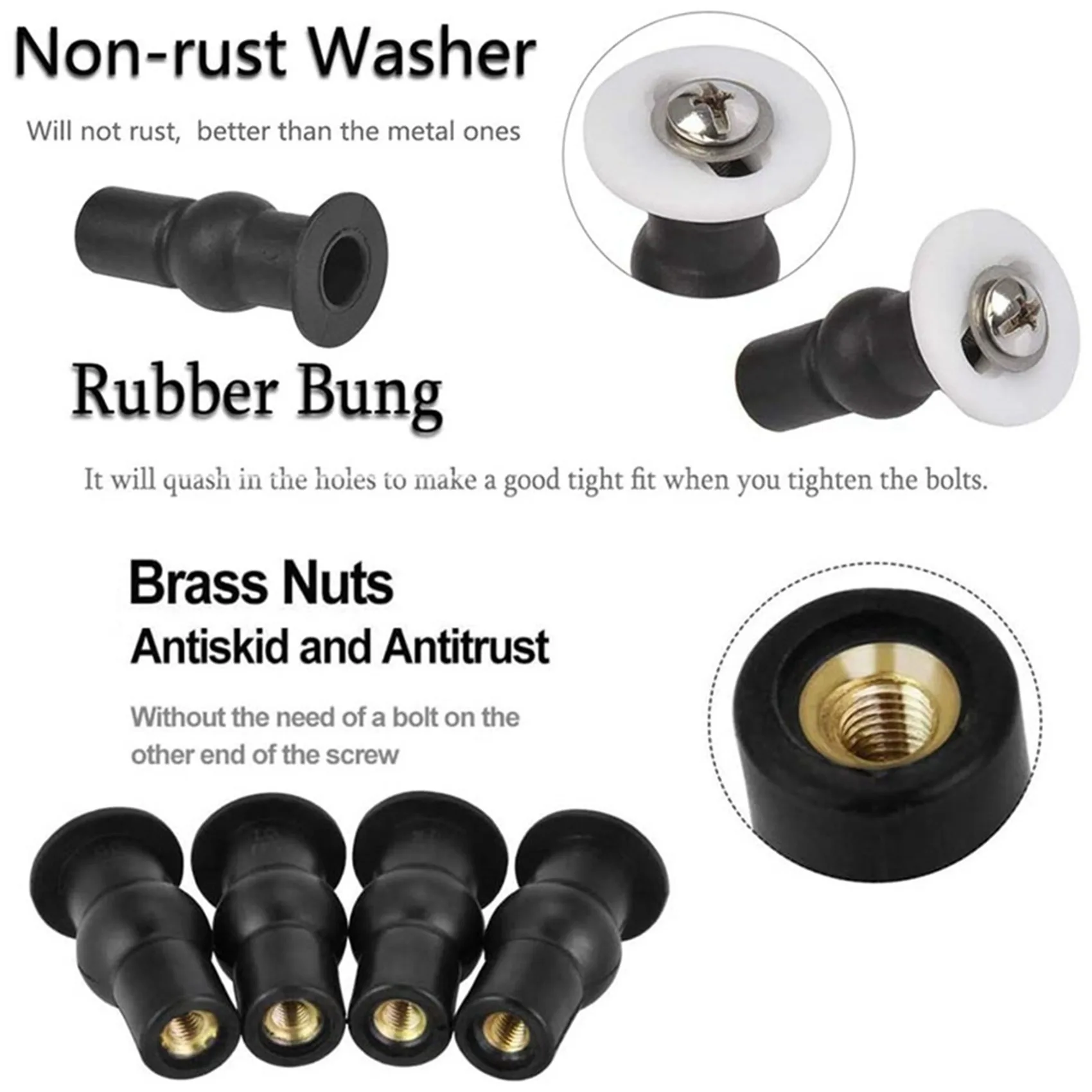 

AB35-8 Упаковка Винты для сиденья унитаза Петли для сиденья унитаза Болт Расширяющиеся резиновые верхние гайки Крепежные крепления для унитаза Фитинги для глухих отверстий