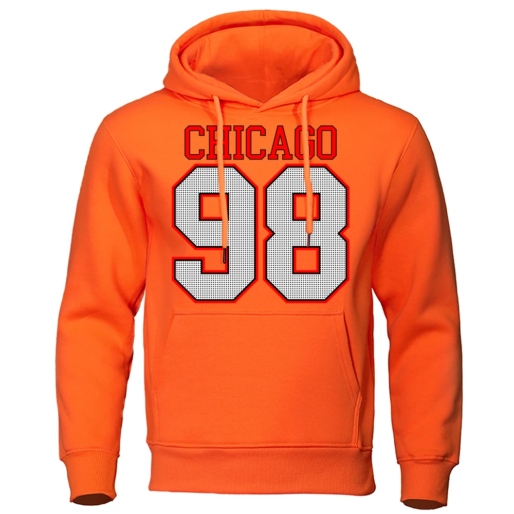 Chicago 98 Street City Letter Hoodies Mens Crewneck Pullover Clothesstreet Hip Hop Sweatshirt Sports Loose Oversized Men Hoody