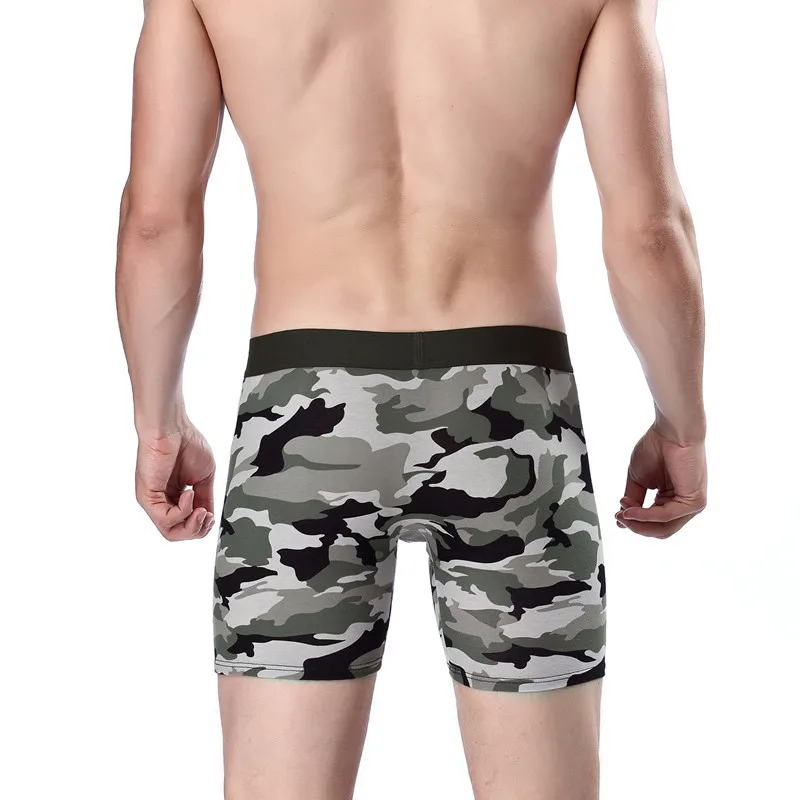 High Quality Long Leg Boxer Shorts Panties Men Underpants Sports Cotton Underwear Large Size Mens Sexy Camouflage Boxershorts