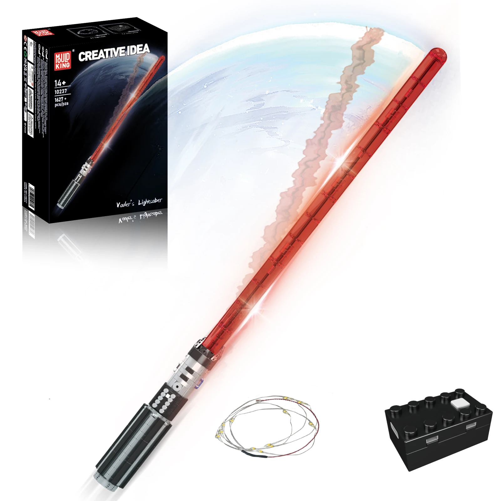 

MOULD KING 1627 Pieces Mini Construction Bricks with Colorful LED - DIY Light Saber Model