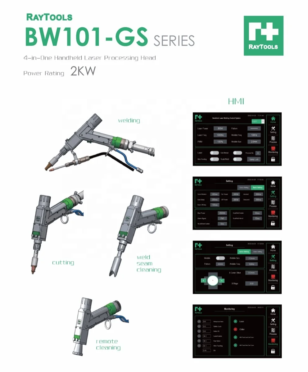 Raytools BW101-GS 3 in 1 laser head for metal welding +cleaning+ cutting handheld laser welding parts