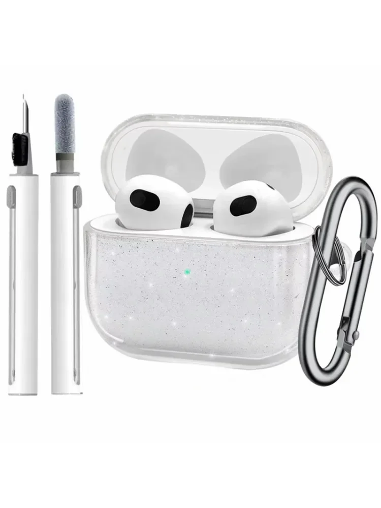 Étui Airpods 2 en 1 souple à paillettes scintillantes pour Airpods Pro 2 3 2025, génération Air Pods 4 3 1 génération, housse avec accessoires porte-clés