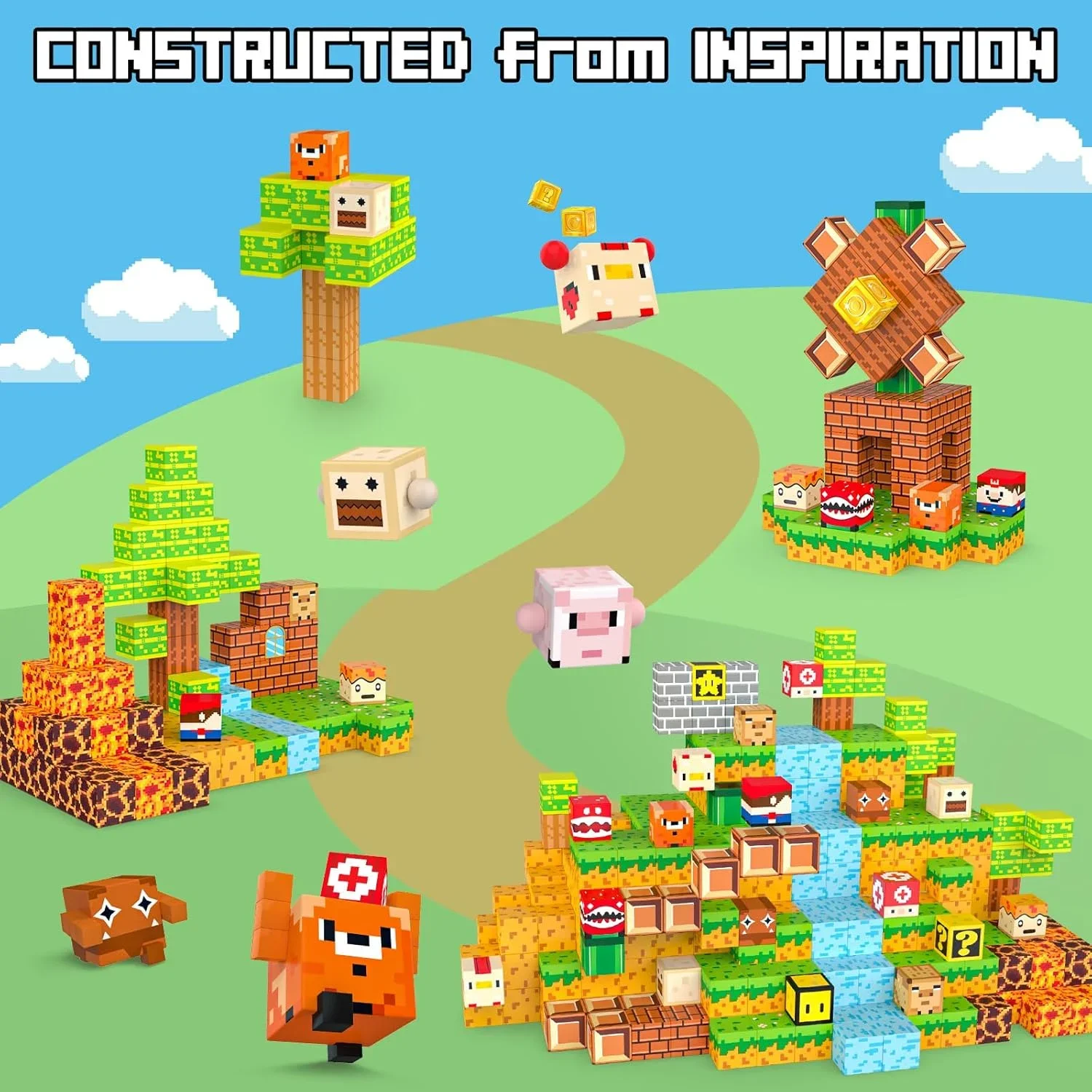 2025 NEW 500PC Magnetic Building Blocks Set for Kids - Mine World Magnet Cube DIY Model STEM Sensory Toy for Boys & Girls Age 3+