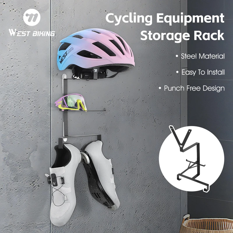 

WEST BIKING Cycling Equipment Storage Rack Punch-free Wall Storage Stand Durable Stable Bike Gear Diaplay Stand Bike Accessories