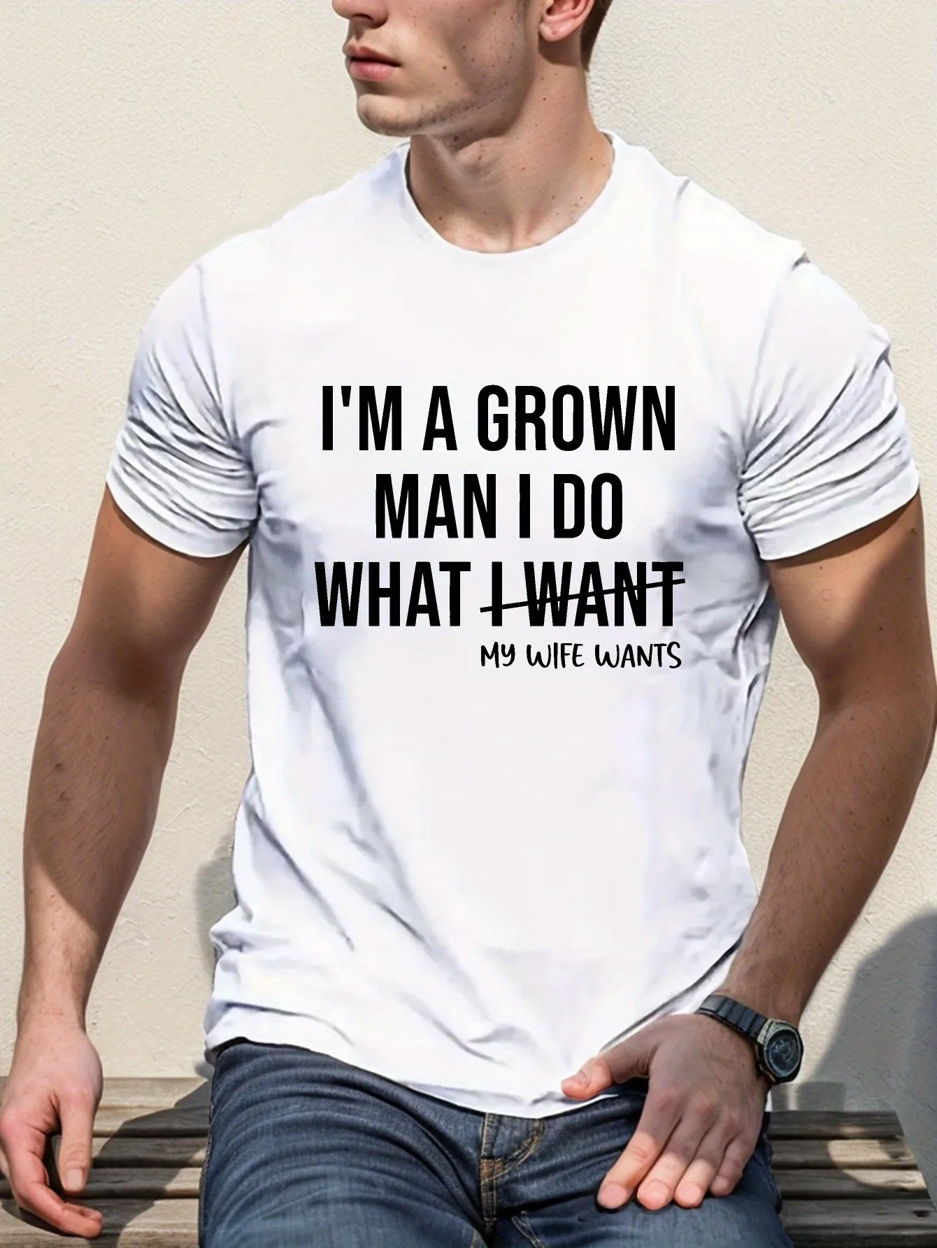 تي شيرت رجالي منقوش باللون الأزرق الملكي - "أنا بالغ، أفعل ما أريده" برقبة دائرية بأكمام قصيرة، قابل للغسل في الصيف