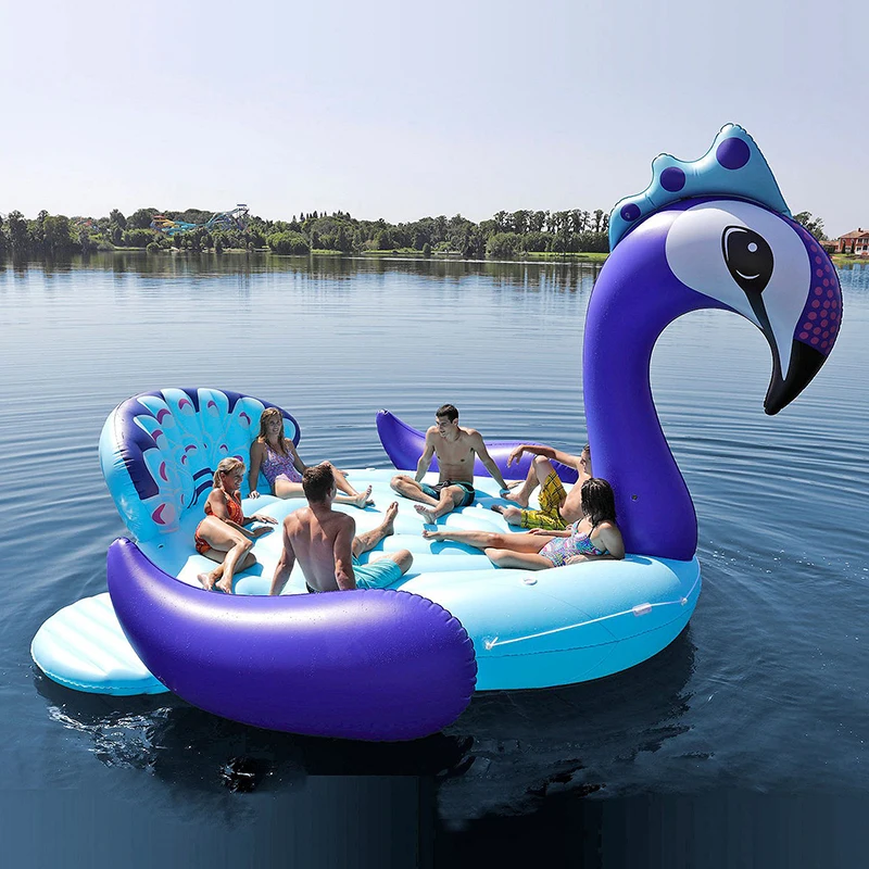 Large Inflatable Water Pool Floats Inflatable 6 Person Peacock Float Gigantic Inflatable Party Bird Island