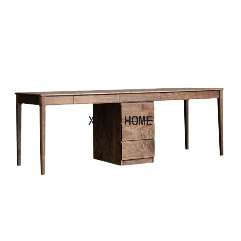 

Стол из массива дерева, черный ореховый стол, ящик, компьютерный стол из орехового дерева