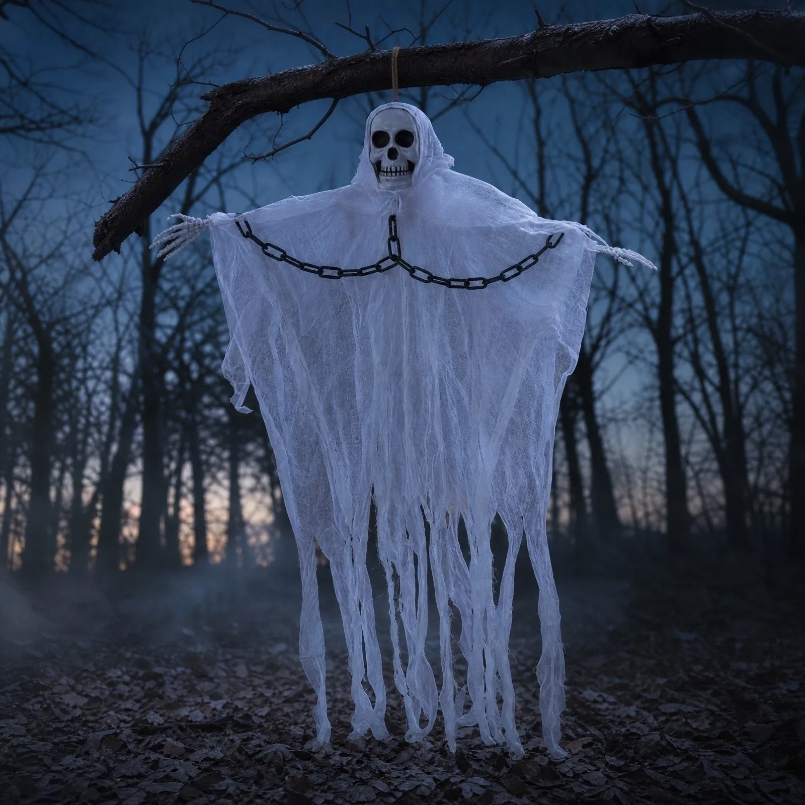 Halloween Horror Hanging Ghost Skull Skeleton Gauze Scary Props for Haunted House Outdoor Yard Garden Decoration