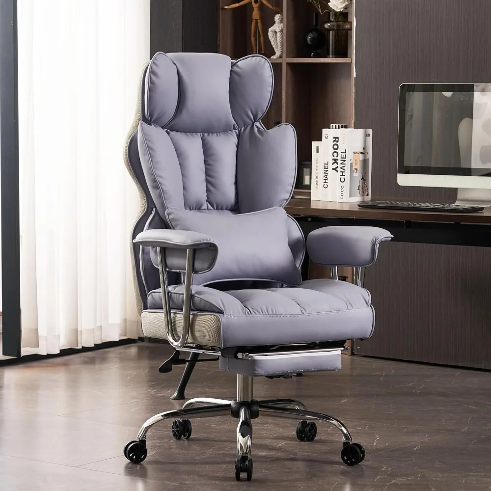 

Office Chair 400LBS,Big and Tall PU Leather Computer Chair,Executive Office Chair with Leg Rest and Lumbar Support