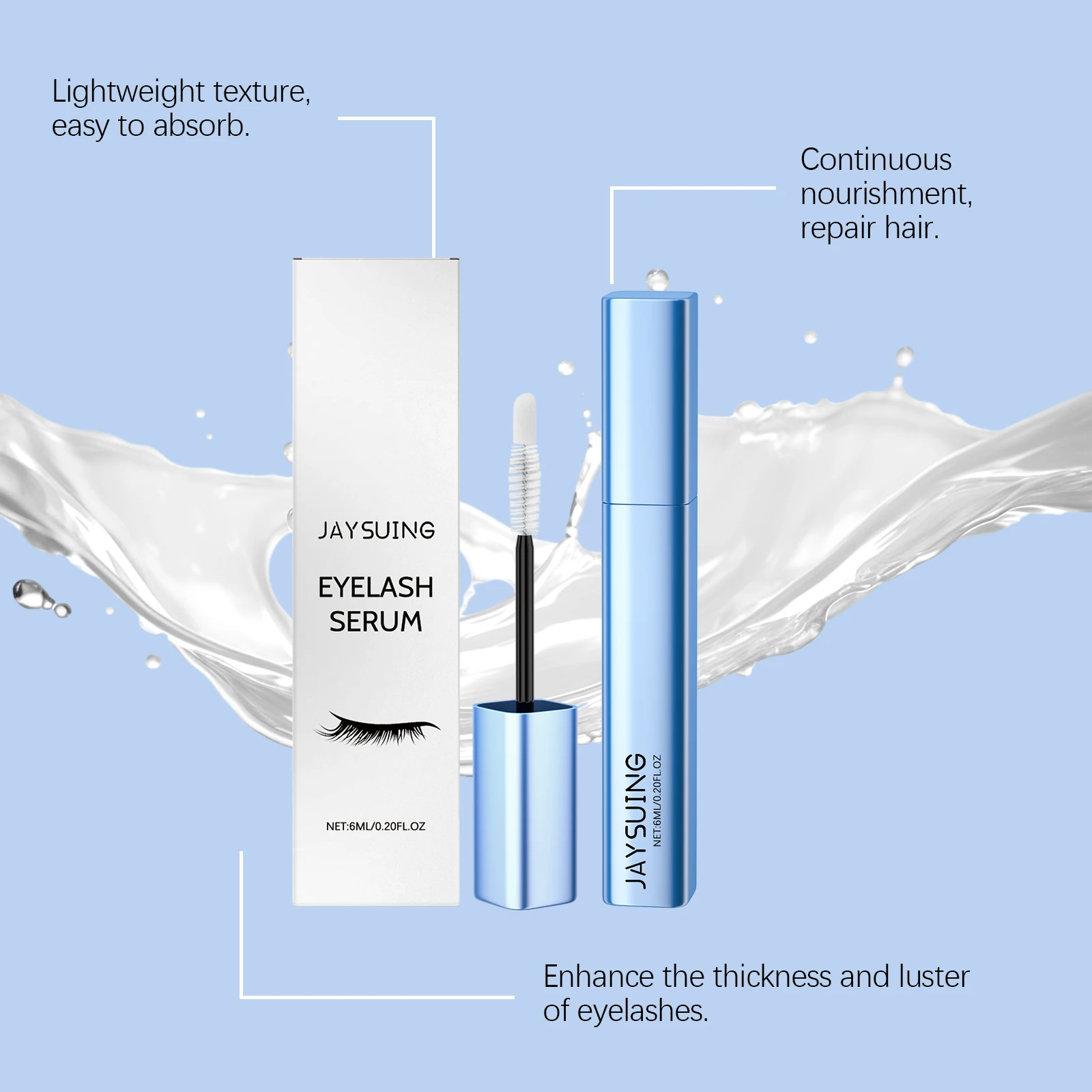 Jaysuing Wimpernwachstumsserum, verlängernde Wimpern, kraftvolles Make-up, dickere Wimpern, natürliches Curling, Wimpernlifting, Pflegeprodukte, Schönheit