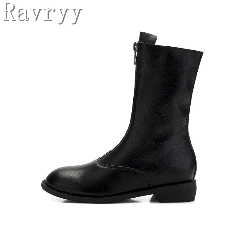 Luxury Designer New Women\'s Short Boots Retro Round Toe Thick Heels Zipper Chelsea Boot Female Autumn/winter Fashion Ankle Botas