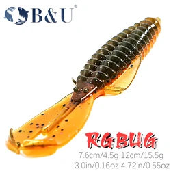 B&U RGBUG 76mm 120mm Fishing Soft Lure Jig Wobblers Swimbait Silicone Baits Shrimp Bass Perch Lure Artifical Craws Bait