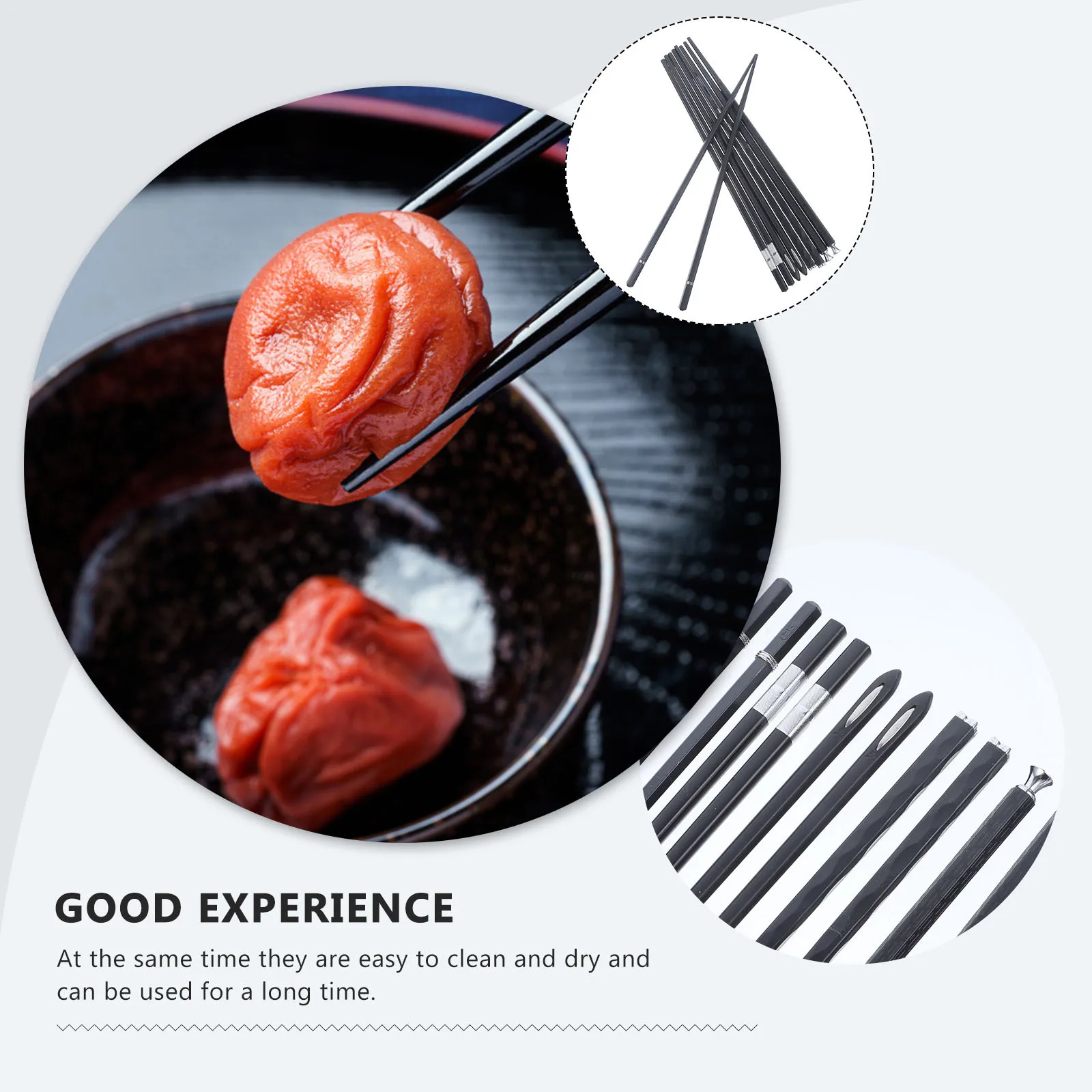 

5Pairs Anti-Slip Alloy Chopsticks Fiberglass Dishwasher Safe Lightweight Elegant Design for Chinese Japanese Sushi Meals