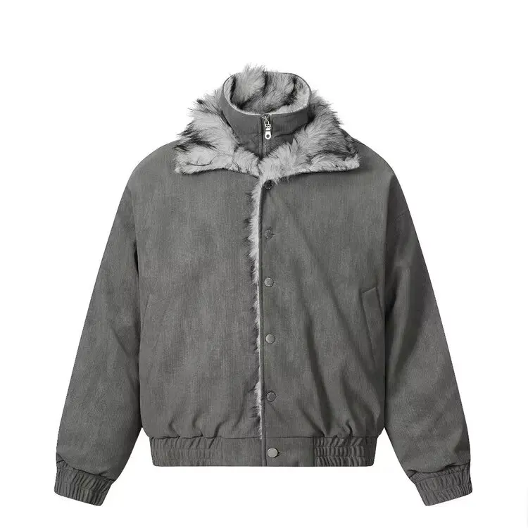 Herren Thiened Lammsamt Baumwolle Jaet Herbst Winter Große Größe 250er Pou Baumwollmantel mit Kapuze Paar Oberbekleidung Mantel