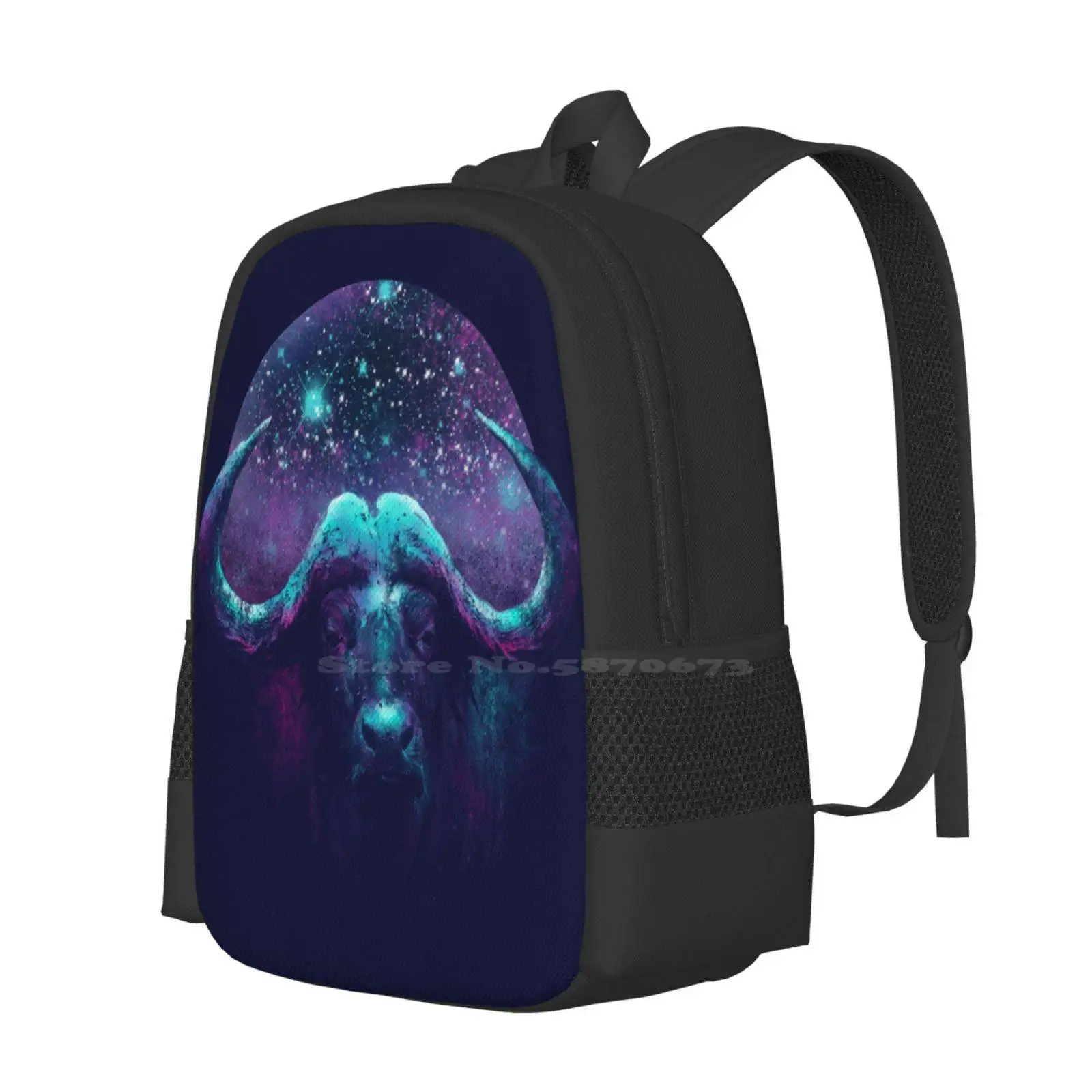 Space Flask Hot Sale Schoolbag Backpack Fashion Bags Animal Nature Unique Stars Universe Colors Cow Horns Space Flask