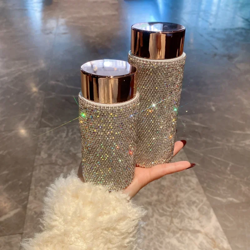 Bling Portable Thermos Cup with Tea Infuser Rhinestone Tumbler Crystal Gift Car Coffee Mug Mini Stainless Steel Water Bottles view 5