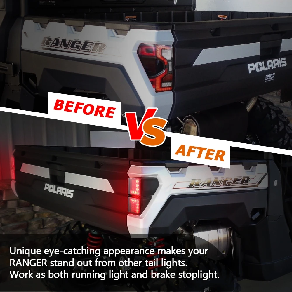LED Tail Light for Polaris Ranger XP 1000 / Crew 2018-2021 UTV ATV Waterproof Taillight Assembly Rear Brake Stop Lamp 2413766