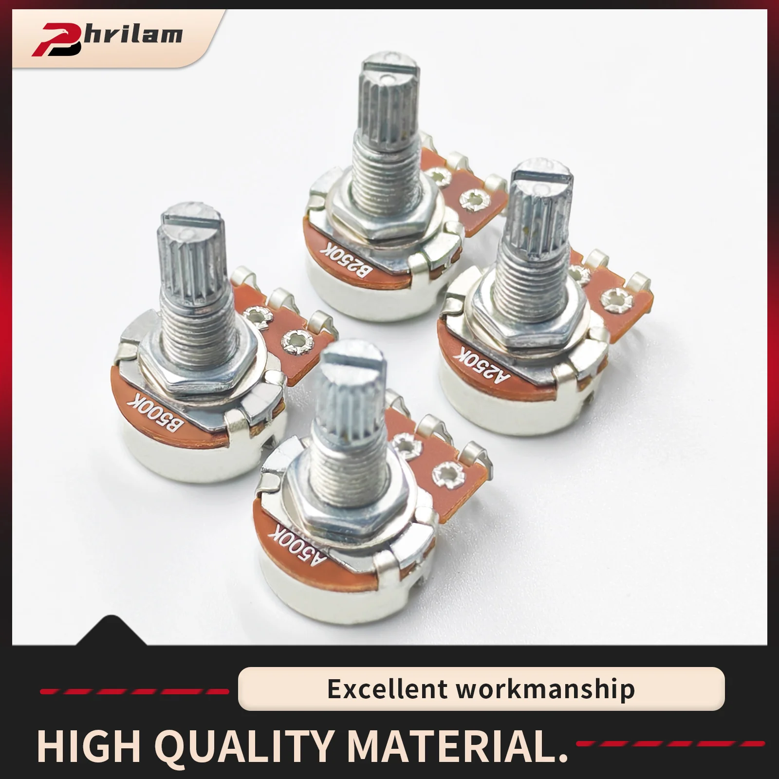 Mini Guitar Potentiometer Audio Volume Control Long Pole Suitable for Electric Guitar Bass Guitar Bass Replacement (Long Axis 18