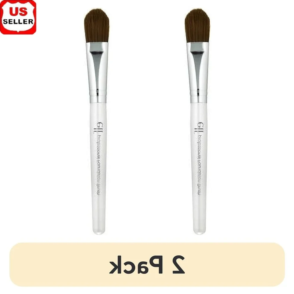 

2 Pack Flawless Finish Foundation Brush Tapered Bristles Synthetic Makeup Tool Vegan Cruelty-Free Smooth Application