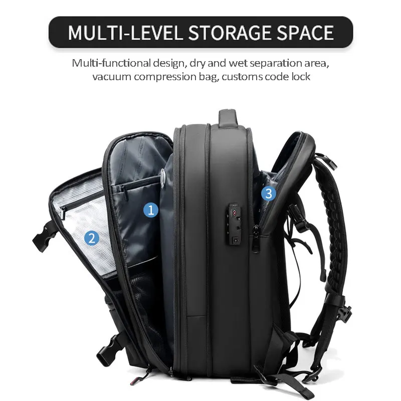 Men Travel Backpack vacuum compression 17 inch Laptop Backpack Business Large Capacity school Backpack Expanded Hiking backpack