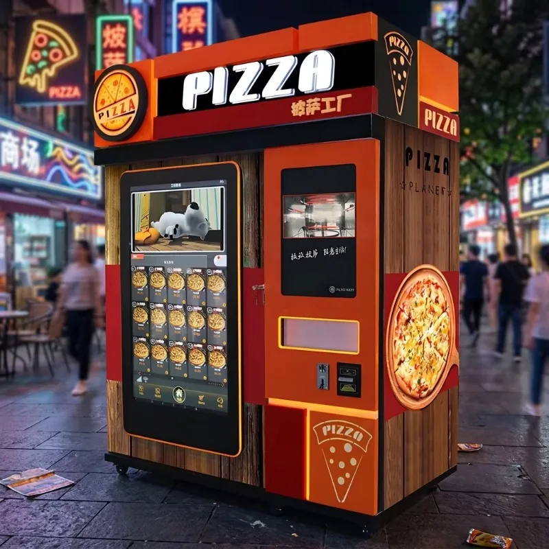 Street Pizza Vending Kiosk Touchscreen Display 20-150 Capacity Multiple Payment Automatic Stock Monitoring Customized