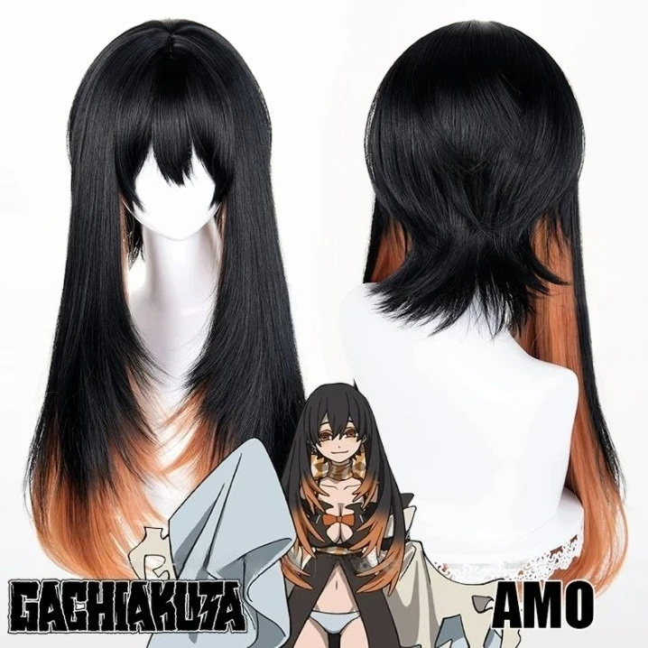 

Аниме Gachiakuta Amo Empool, парик для косплея, длинные черные, оранжевые волосы для женщин и мужчин, реквизит для Хэллоуина, парик