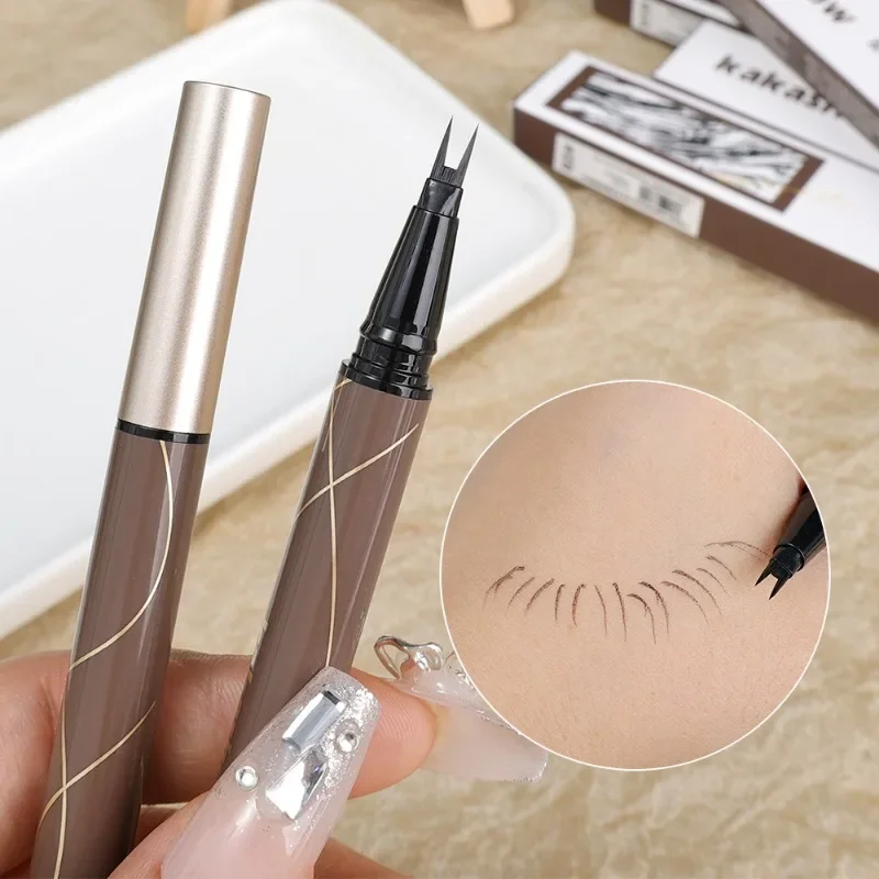 Wasserdichte schnell trocknende schwarz braune flüssige Eyeliner untere Wimpern Bleistift Make-up Doppelkopf ultra dünne Augenbrauen Stift Augen Kosmetik