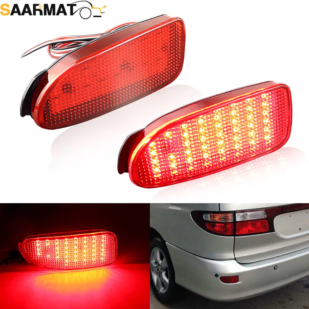 2Pcs LED Rear Bumper Reflector Light For Toyota Previa Estima Tarago 30 40 Series Rear Signal Fog Lamp