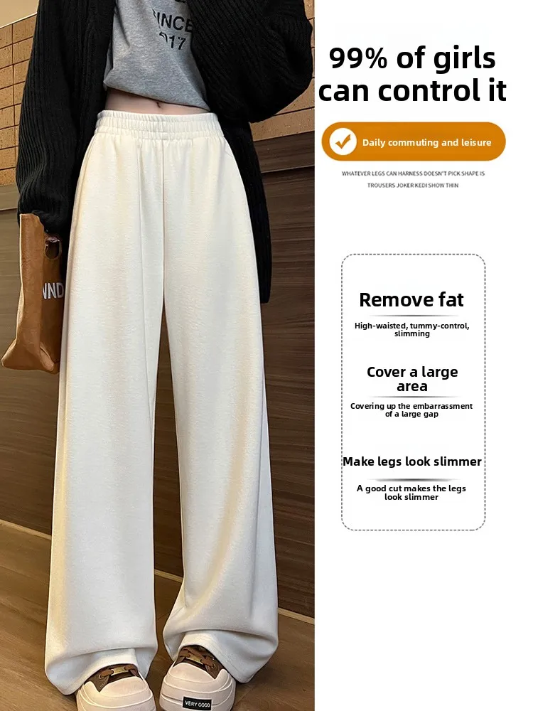 Spodnie damskie khaki z wysokim stanem, luźne, z prostymi nogawkami, jesienno-zimowe, w stylu lazy casual, z szerokimi nogawkami, z efektem noża, wygodny krój.