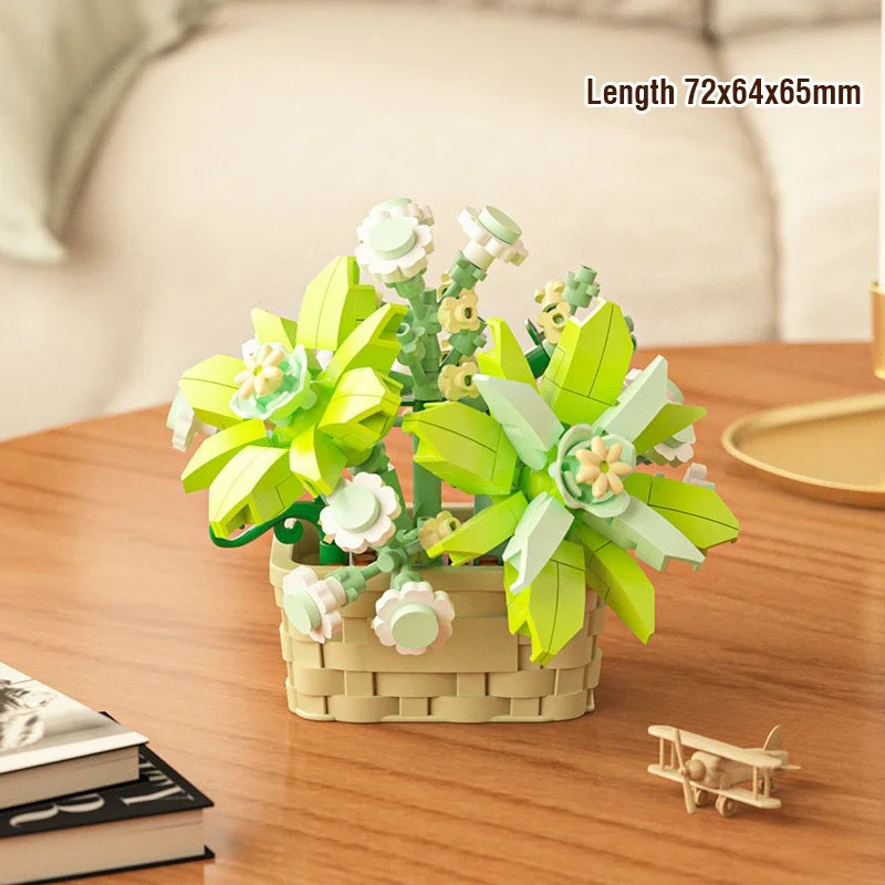 DIY MOC Potted Rose Sunflower Plants Building Blocks Set