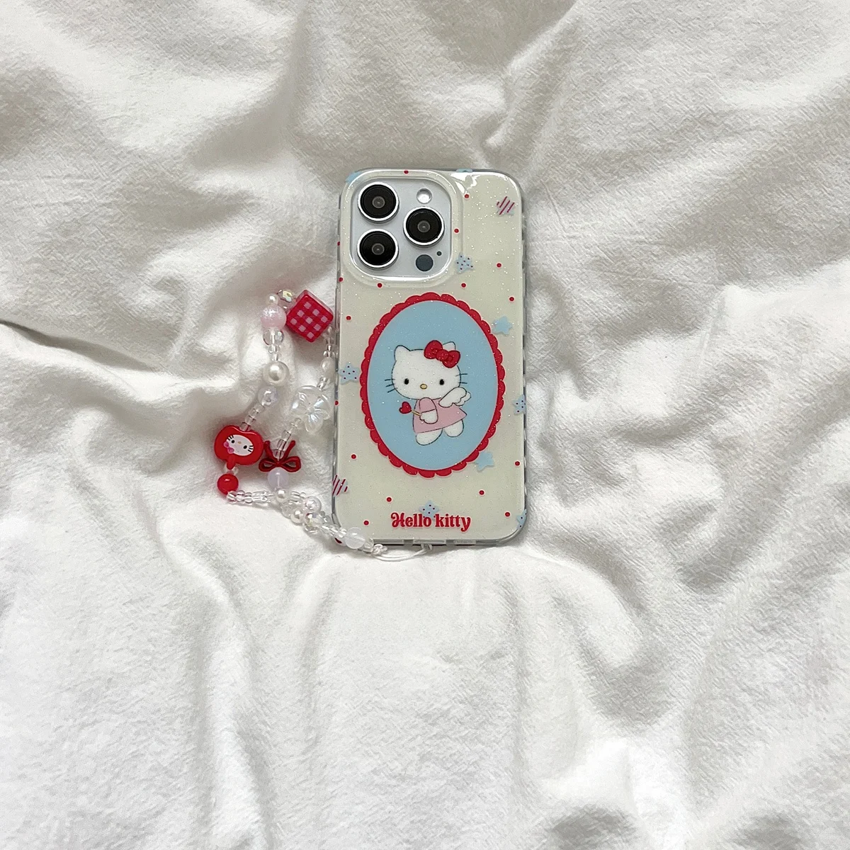 Sherry*ins Angel Kt Cat Cute Shiny Phone Case for  6ProMax iPhone 5Pro Minimalist  Cartoon Design Girl Heart