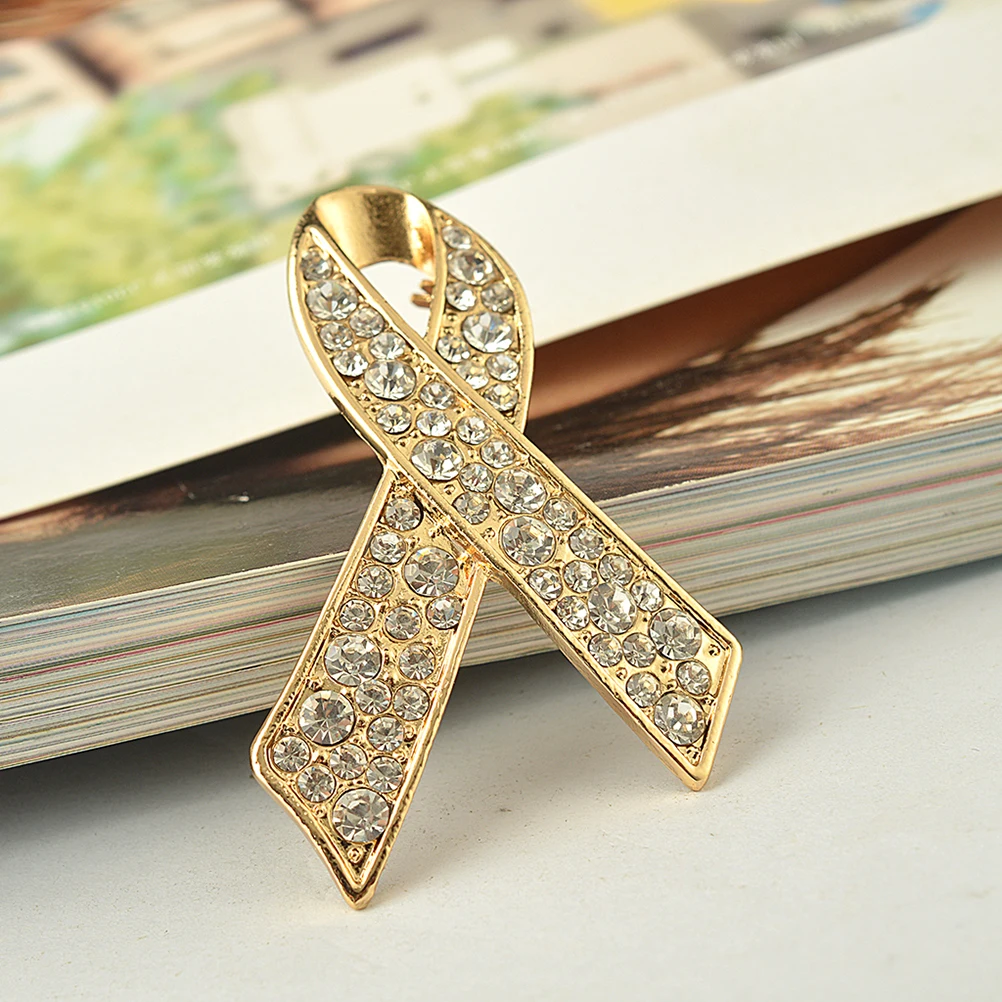 Ribbon Brooch with Crystal Rhinestones Delicate Lapel Pin Jewelry Accessories for Women