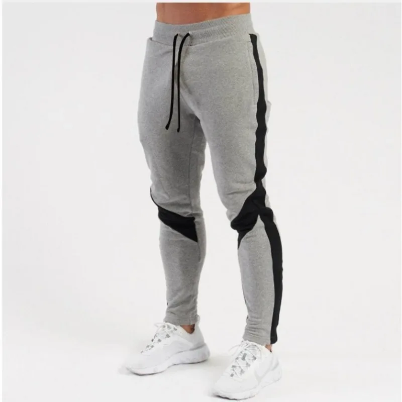 Winter New Matching Color Plus Fleece Warm Small Foot Pants Men\'s Sports Pants Fitness Casual Pants Men M-3XL