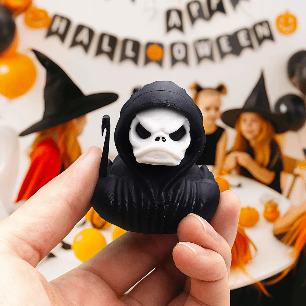 Drukowana 3D Figurka Kaczki Anime na Halloween Model PLA Straszna Figurka Kaczki na Halloween Ozdoba Dekoracyjna Kaczka Ponury Żniwiarz