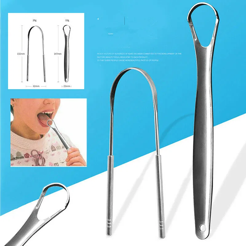 1/2Pcs Tongue Scraper Stainless Steel Tongue Cleaner Oral Care Hygiene Scraper Dental Oral Care Hygiene Health Care Tool