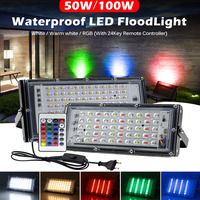 LED Floodlight 50W 100W AC220V IP65 Waterproof Outdoor LED RGB colourful Landscape Lighting LED Garden Square Floodlights