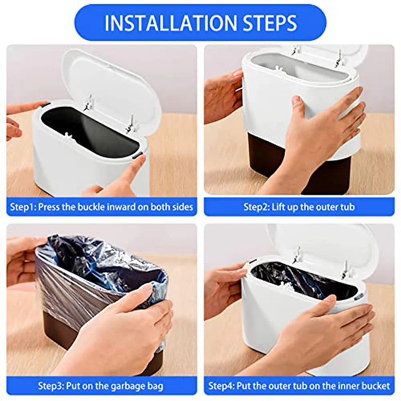 ABFW Tabletop Trash Can with -Up Lid, Mini Trash Can, Compact Design Mini Cosmetic Bucket, Plastic Tabletop Trash Can