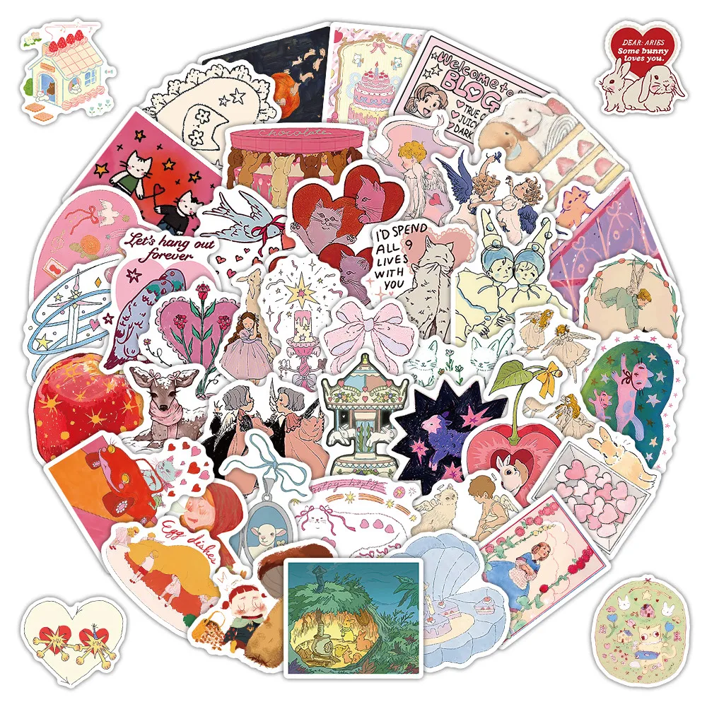 52-teilige Retro-Logo-Aufkleber – dekorative Aufkleber für Handbücher, Notizbücher und Wasserbecher. BulingBulingStickers Store