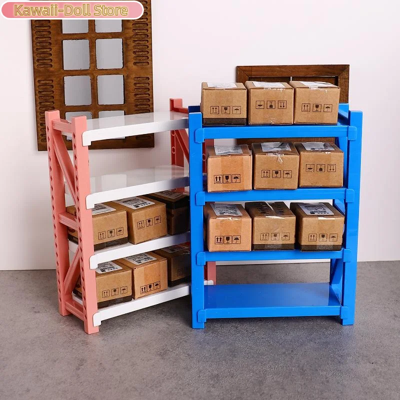 

1/12 Dollhouse Simulation Storage Shelves Warehouse Racks Model Dollhouse Mini Furniture Decoration Dolls House Accessories