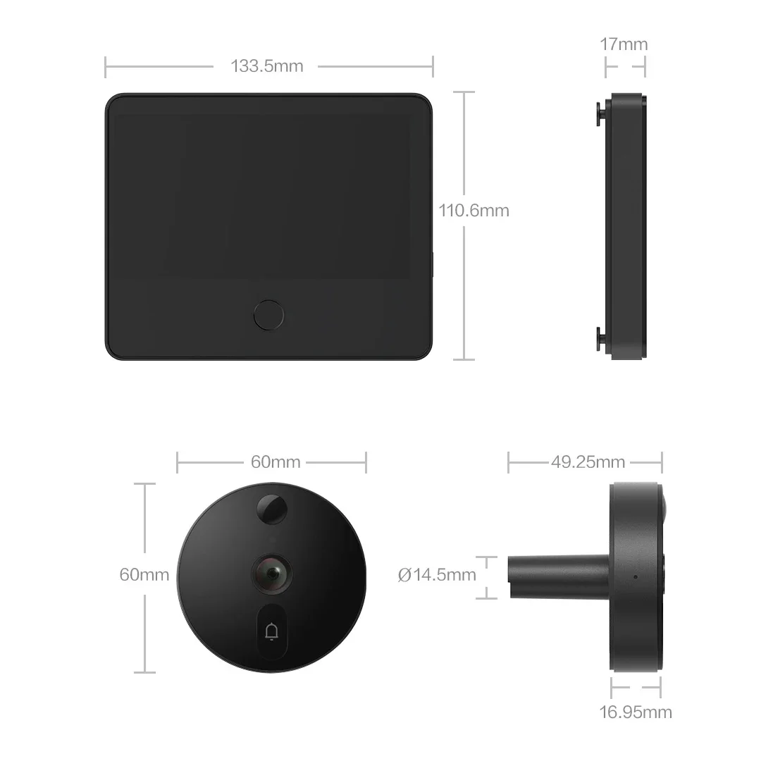 Imagem -06 - Xiaomi Mijia-campainha de Vídeo Inteligente Cat Eye 1s Câmera Espelho de Porta Tela Ips Visão Noturna Infravermelha Reconhecimento Facial ai Anti-roubo