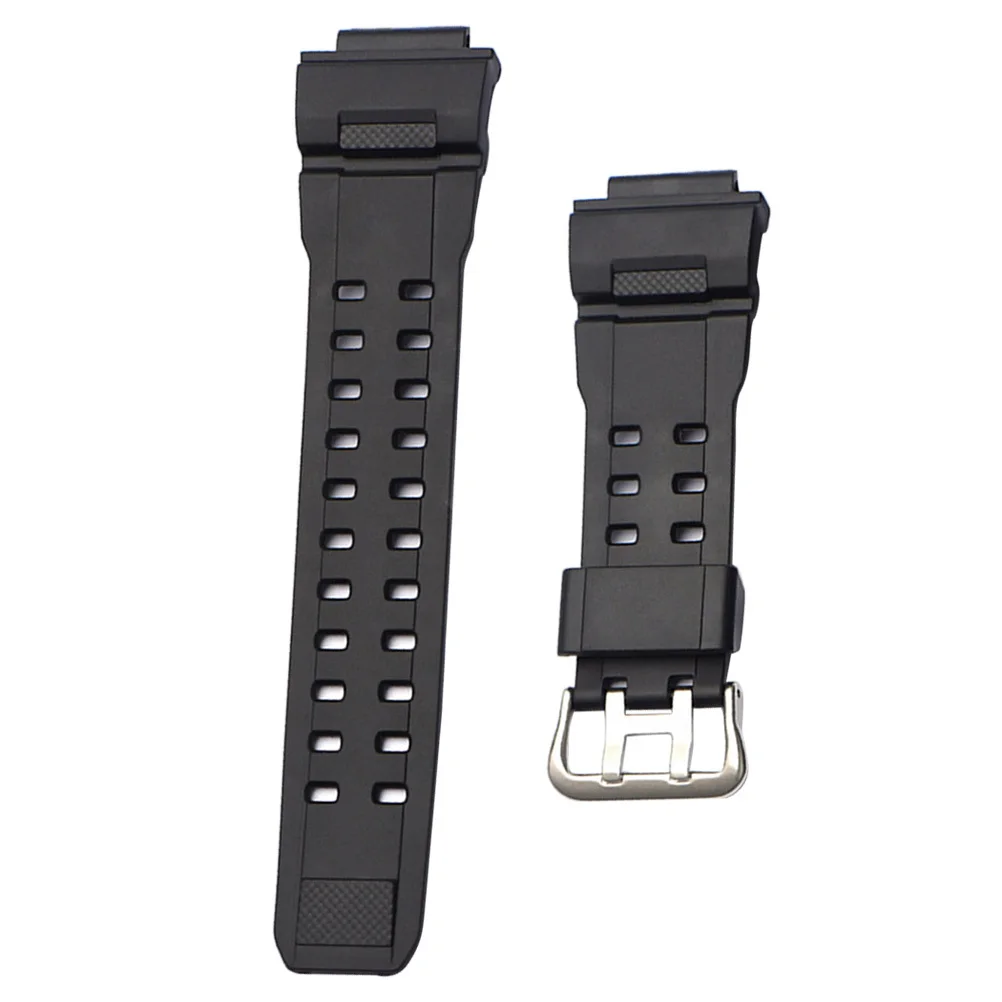 Bracelet de montre en résine noire, bracelet de remplacement confortable en PU pour hommes et femmes, montre-bracelet de Sport décontractée à la mode
