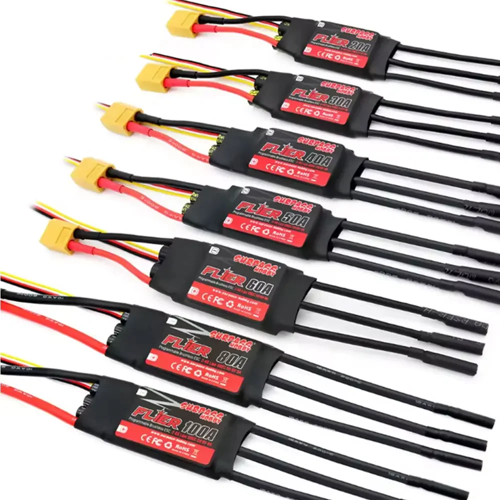 تجاوز هواية ذو طيات V2 20A 30A 40A 50A 60A 80A 100A فرش ESC 32bit SpeedController مع BEC 2-6S لطائرة هليكوبتر RC