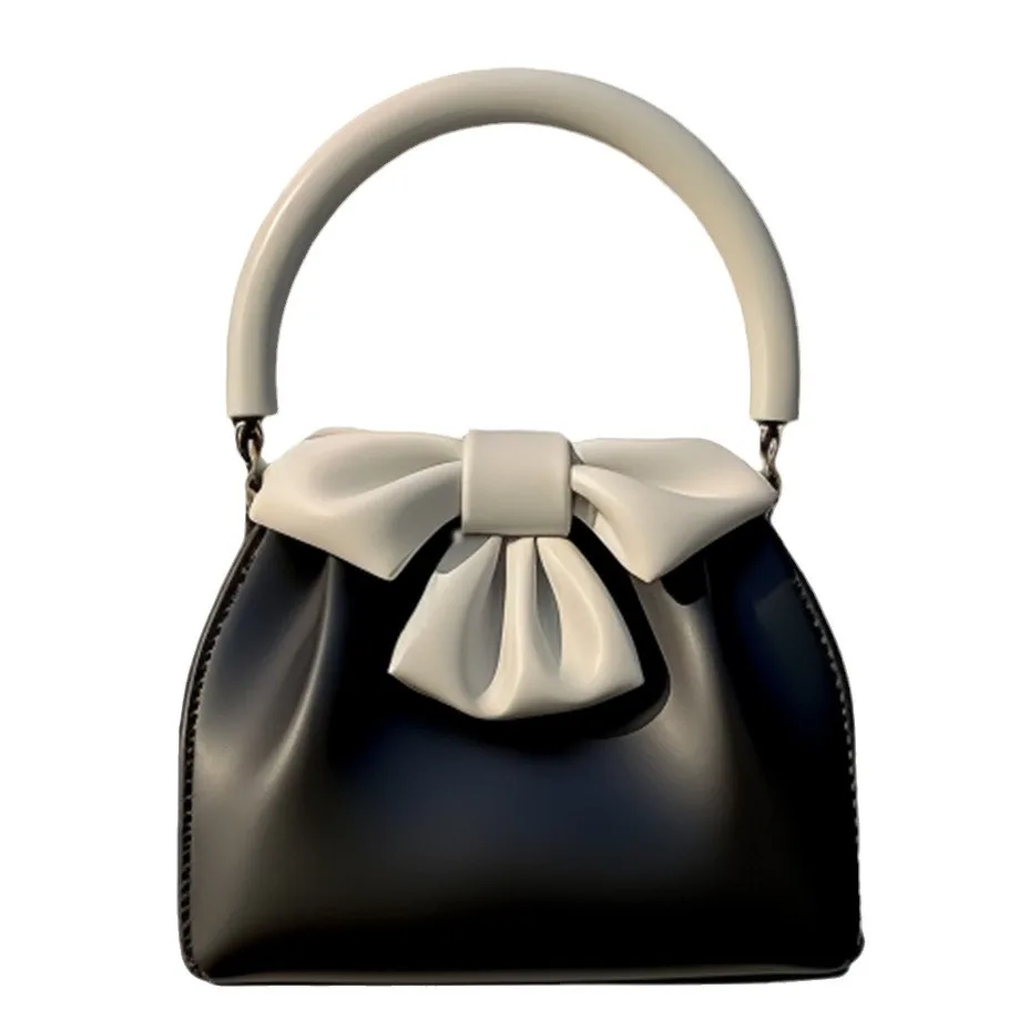 

Texture commuter bag ladies 2025 new spring and summer Yankee pleated handbag collision color bow bucket bags
